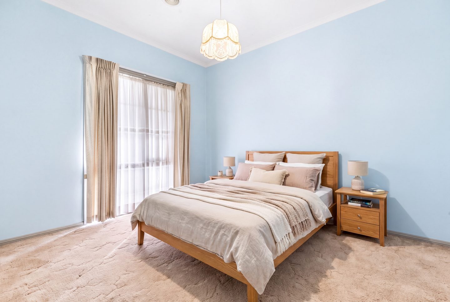 Bedroom with blue walls