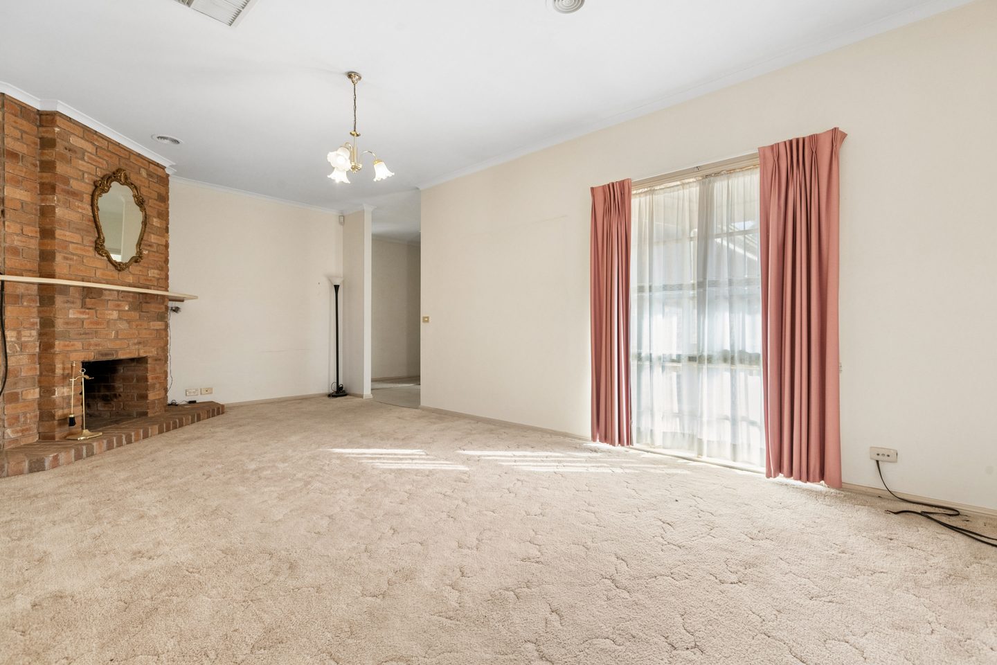 Lounge with brick fireplace